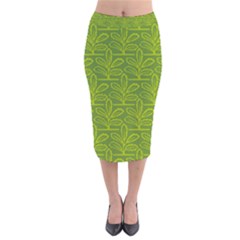 Oak Tree Nature Ongoing Pattern Velvet Midi Pencil Skirt