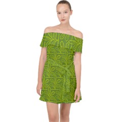 Oak Tree Nature Ongoing Pattern Off Shoulder Chiffon Dress