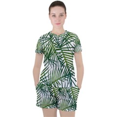 Fancy Tropical Pattern Women s Tee and Shorts Set