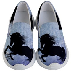 Wonderful Black Horse Silhouette On Vintage Background Kids  Lightweight Slip Ons