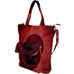 The Crow With Roses Shoulder Tote Bag