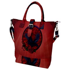 The Crow With Roses Buckle Top Tote Bag by FantasyWorld7