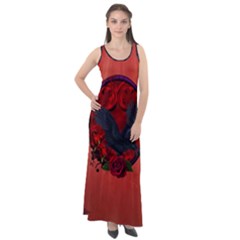 The Crow With Roses Sleeveless Velour Maxi Dress by FantasyWorld7