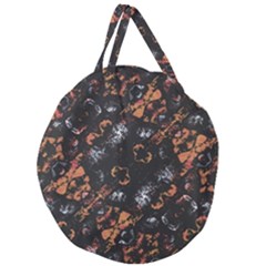 Fractal Vintage Grunge Print Design Giant Round Zipper Tote