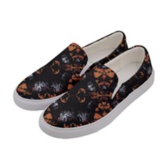 Fractal Vintage Grunge Print Design Women s Canvas Slip Ons by dflcprintsclothing