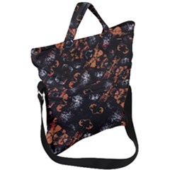 Fractal Vintage Grunge Print Design Fold Over Handle Tote Bag by dflcprintsclothing