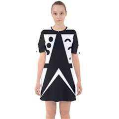 Black And White Geometric Design Sixties Short Sleeve Mini Dress by yoursparklingshop