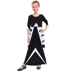 Black And White Geometric Design Kids  Quarter Sleeve Maxi Dress by yoursparklingshop