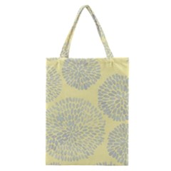 Spring Dahlia Print - Pale Yellow & Light Blue Classic Tote Bag by WensdaiAmbrose