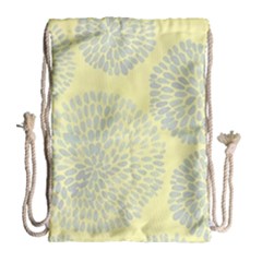 Spring Dahlia Print - Pale Yellow & Light Blue Drawstring Bag (large) by WensdaiAmbrose