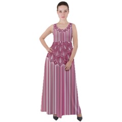 Cranberry Striped Mandala - Empire Waist Velour Maxi Dress by WensdaiAmbrose