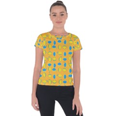 Lemons Ongoing Pattern Texture Short Sleeve Sports Top  by Mariart