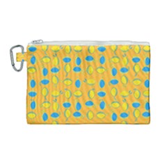 Lemons Ongoing Pattern Texture Canvas Cosmetic Bag (large) by Mariart