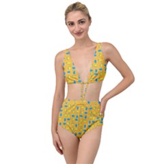 Lemons Ongoing Pattern Texture Tied Up Two Piece Swimsuit