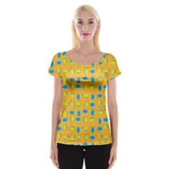 Lemons Ongoing Pattern Texture Cap Sleeve Top by Mariart