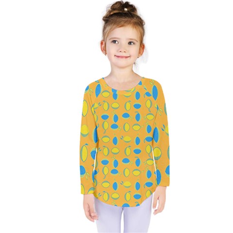 Lemons Ongoing Pattern Texture Kids  Long Sleeve Tee by Mariart