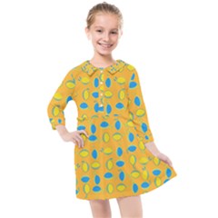 Lemons Ongoing Pattern Texture Kids  Quarter Sleeve Shirt Dress