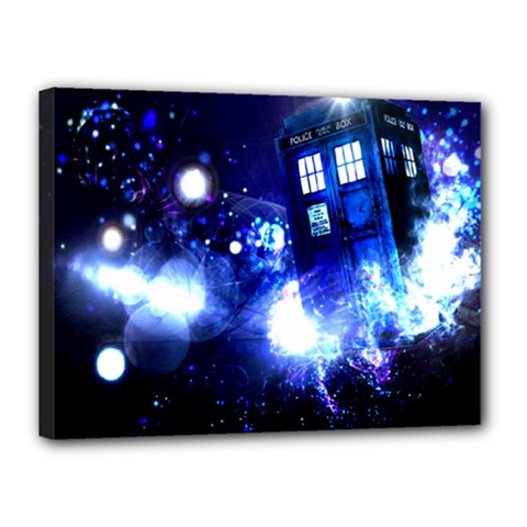 Tardis Background Space Canvas 16  X 12  (stretched) by Sudhe