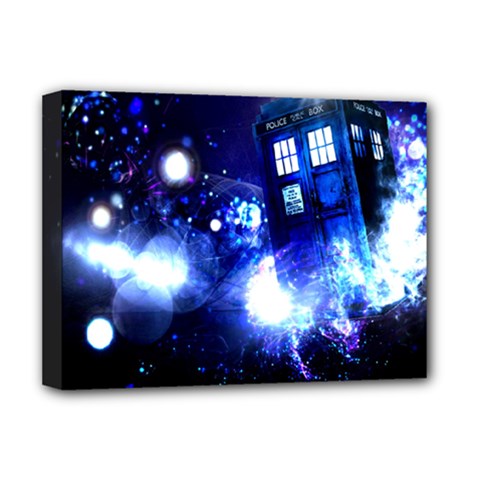 Tardis Background Space Deluxe Canvas 16  X 12  (stretched)  by Sudhe