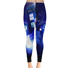 Tardis Background Space Leggings  by Sudhe