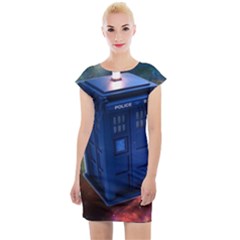 The Police Box Tardis Time Travel Device Used Doctor Who Cap Sleeve Bodycon Dress by Sudhe