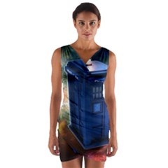 The Police Box Tardis Time Travel Device Used Doctor Who Wrap Front Bodycon Dress by Sudhe