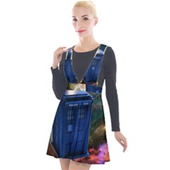 The Police Box Tardis Time Travel Device Used Doctor Who Plunge Pinafore Velour Dress