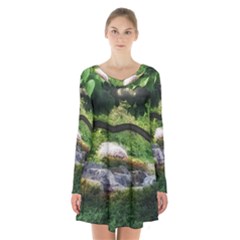 Chicago Garden Of The Phoenix Long Sleeve Velvet V-neck Dress by Riverwoman