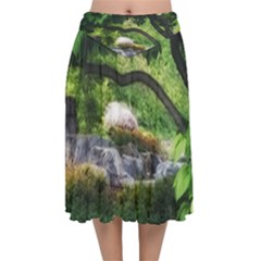 Chicago Garden Of The Phoenix Velvet Flared Midi Skirt by Riverwoman