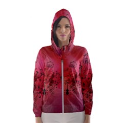 Decorative Clef With Piano And Guitar Women s Hooded Windbreaker