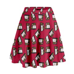 Bento Lunch Red High Waist Skirt by snowwhitegirl