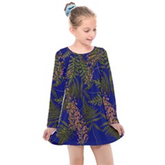 Fern Blue Kids  Long Sleeve Dress