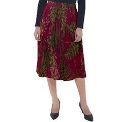 Fern Red Classic Velour Midi Skirt  by snowwhitegirl