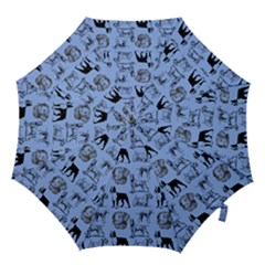 Dog Pattern Blue Hook Handle Umbrellas (large) by snowwhitegirl