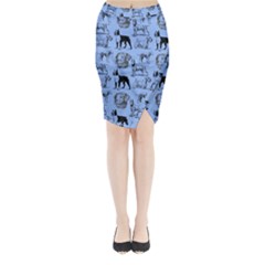 Dog Pattern Blue Midi Wrap Pencil Skirt by snowwhitegirl