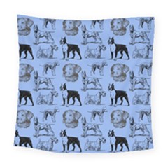 Dog Pattern Blue Square Tapestry (large)