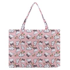 Vintage Lamb Pattern Pink Zipper Medium Tote Bag by snowwhitegirl