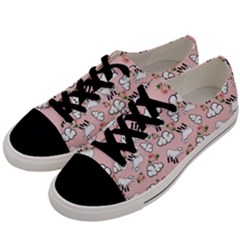 Vintage Lamb Pattern Pink Men s Low Top Canvas Sneakers by snowwhitegirl