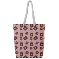 Shopping Bag Pattern Pink Full Print Rope Handle Tote (small)