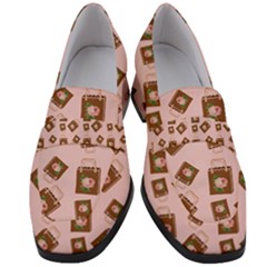Shopping Bag Pattern Pink Women s Chunky Heel Loafers by snowwhitegirl