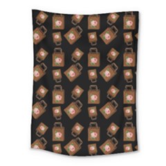 Shopping Bag Pattern Black Medium Tapestry by snowwhitegirl