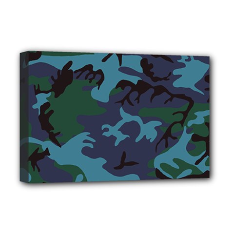 Camouflage Blue Deluxe Canvas 18  X 12  (stretched)