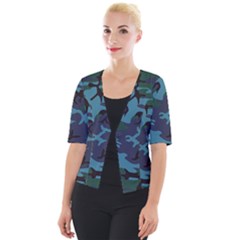 Camouflage Blue Cropped Button Cardigan by snowwhitegirl