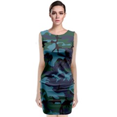 Camouflage Blue Sleeveless Velvet Midi Dress by snowwhitegirl