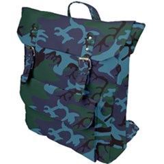 Camouflage Blue Buckle Up Backpack by snowwhitegirl