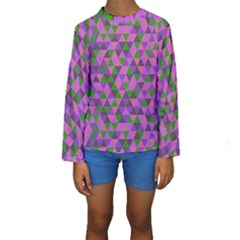 Retro Pink Purple Geometric Pattern Kids  Long Sleeve Swimwear by snowwhitegirl
