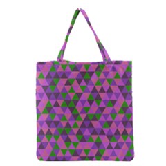 Retro Pink Purple Geometric Pattern Grocery Tote Bag by snowwhitegirl