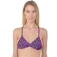 Retro Pink Purple Geometric Pattern Reversible Tri Bikini Top by snowwhitegirl