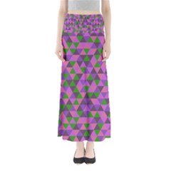 Retro Pink Purple Geometric Pattern Full Length Maxi Skirt by snowwhitegirl