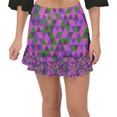 Retro Pink Purple Geometric Pattern Fishtail Mini Chiffon Skirt by snowwhitegirl